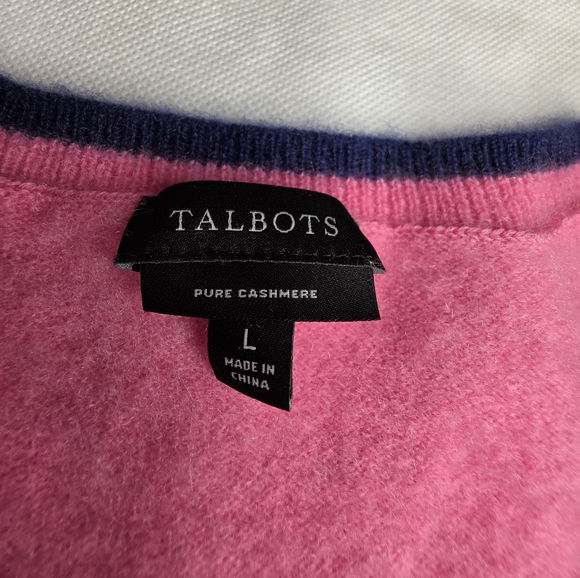 Talbots M Pure Cashmere "Brilliant" Sweater Pink Soft Luxury AT-2514 - Picture 5 of 6